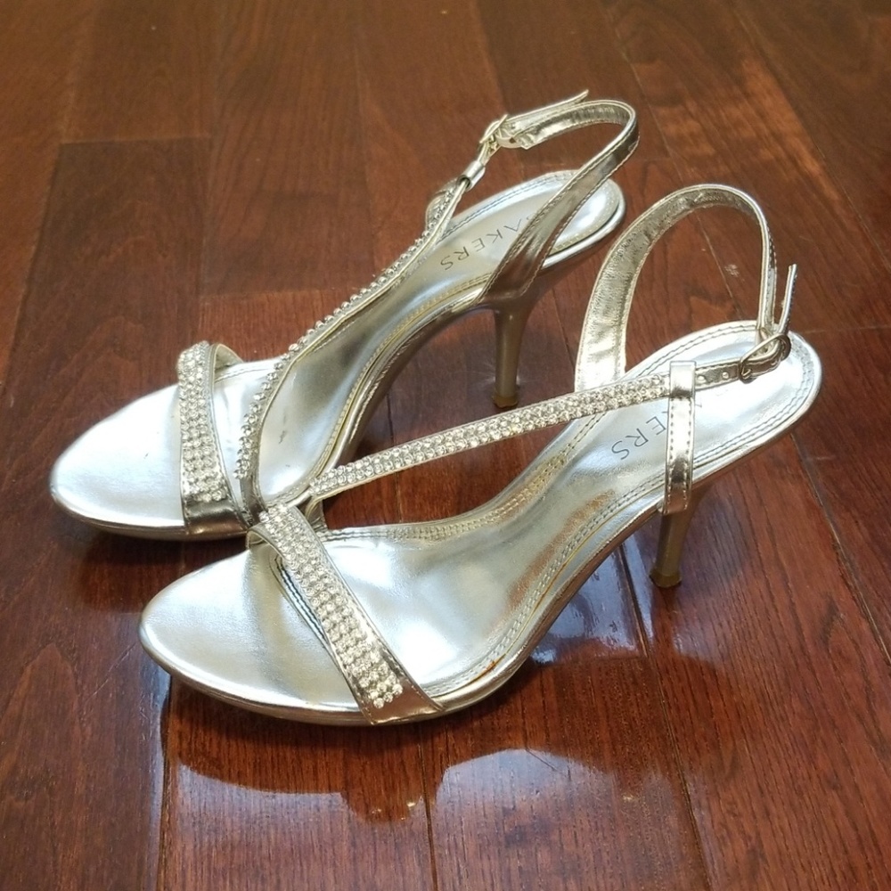 Bakers Silver Rhinestone Prom Heels